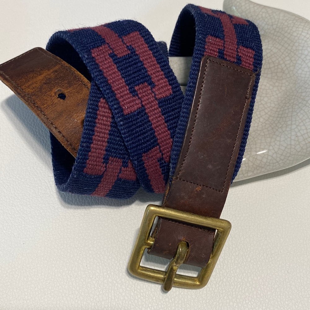 Coach Harness Leather Wool Surcingle Brass Buckle Belt Size 36